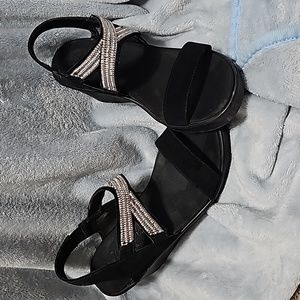 Black wedge sandals